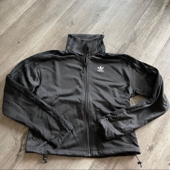 Adidas Lace Track Jacket- Black - Size Xxs - Picture 14 of 16